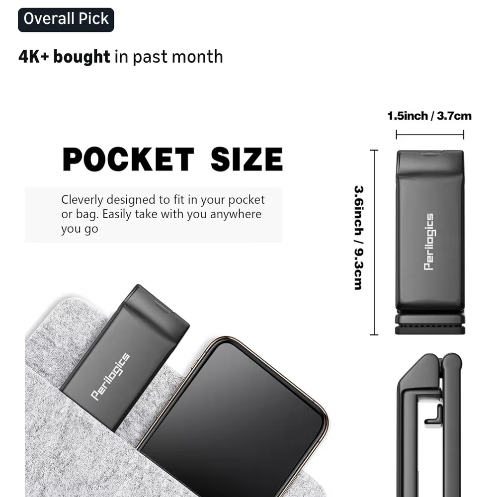 NWT Perilogics Pocket Sixe Travel Phone Holder Black